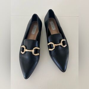 Steven By Steve Madden Black Loafers with Gold Detail